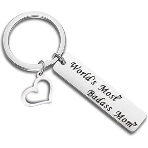 FEELMEM Mother's Day Gift New Mom Gift World's Most Badass Mom Keychain Mother Jewelry Gift for Mommy New Mama
