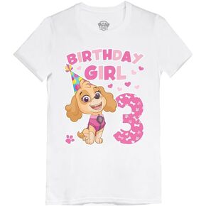 Skye Birthday Girl 3 Gifts for Three Years Old Bday Paw Patrol Theme Party Toddler Kids Girls Fitted T-Shirt 3 Years White