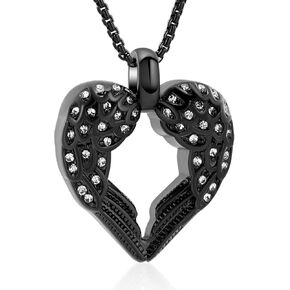 Guardian Angel Wings Heart Cremation Jewelry for Ashes Of Loved Ones Keepsake Memorial Urn Pendant Necklace Women Girls