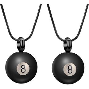 BAOWIQI Cremation Jewelry Billiard Black 8 Ball Cremation Urn Necklace for Ashes Stainless Steel Urn Jewelry Personal Necklace (Bracelet)