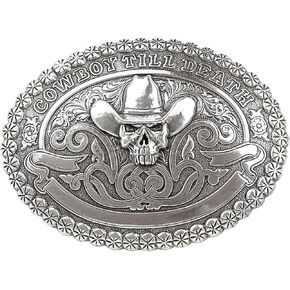 ARIAT Crumrine Men's Skull Cowboy Buckle with 'Cowboy Till Death' Text