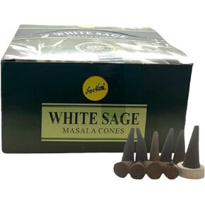 Sreevani Natural Masala Incense Cones and Holder Bundle, 120 Cones Total, White Sage