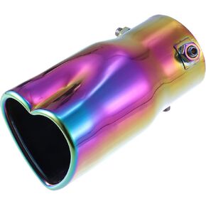 Car Exhaust Tip Pipe Heart Shaped Applicable Diameter 2.36" Universal Exhaust Pipes Muffler Tip Tailpipe Bolt-On Metal Multicolor