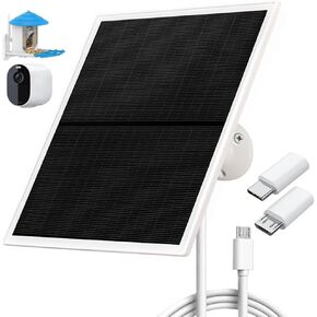 Solar Panel Charger for Outdoor Security Cameras -10W, DC 5V Compatible with Micro USB & Type-C Rechargeable Battery Cameras,9.8Ft Charging Cable,IP66 Waterproof (White)