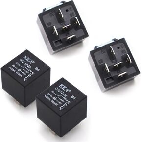 4 PCS Automotive Waterproof Switching Start DC Relay, 12V 40A Five-pin Backless Flame Retardant Housing Connection Conversion Relay, Sensitive Contact System Component, for Cars (Black)