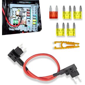 Bypass Cable, TIPM Bypass Cable, Fuel Pump Relay Bypass Cable, Fuse Adapter Fuse Holder(14awg Wire/20 Amp), Compatible with Dodge Ram 1500 2500 3500 Jeep Chrysler VW 2007-2016 (Multicolored)