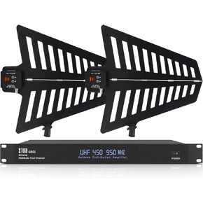 XTUGA SY-1000 Pro UHF Wireless Antenna Distribution System Bundle with Stand, Active Directional Antennas with Stand Long Range 2600ft,for Stage Performance,Wedding, Live Shows with Antenna Paddle