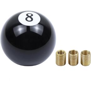 ApplianPar Black Round 8 Ball Billiard Car Universal Manual Gear Shift Stick Shifter Knob Lever Cover 4 5 6 Speed with 3 Threading Copper Adapters