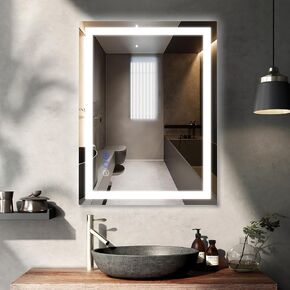 32"x24" LED Lighted Bathroom Mirror – Wall-Mounted Vanity Mirror, Smart Makeup Mirror with Anti-Fog, 3 Colors, Stepless Dimmable, CRI 95+, Touch Button, Memory Function