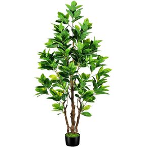 7.2ft Artificial Rubber Tree (85in) with Plastic Nursery Pot Fake Tree, Faux Ficus Plant for Office House Farmhouse Living Room Home Decor (Indoor/Outdoor)