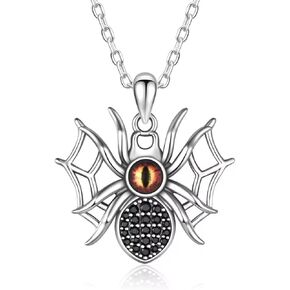 Spider Necklace 925 Sterling Silver Spider Pendant Halloween Jewelry Gift for Men Brothers Father