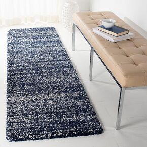 SAFAVIEH Hudson Shag Collection Runner Rug - 2'3" x 6', Navy & Ivory, Modern Abstract Design, Non-Shedding & Easy Care, 2-inch Thick Ideal for High Traffic Areas in Living Room, Bedroom (SGH295N)