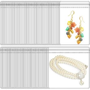 200 Pieces Clear PVC Jewelry Bags Plastic Transparent Jewelry Rings Earrings Packing Storage Pouch Anti Tarnish Zip Lock Bags for Holding Jewelries, 3.5 x 5 Inches, 4.33 x 4.33 Inches