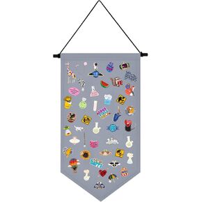 Kunyeah Wall Hanging Brooch Organizer Storage Case Colorful Canvas Pin Board Stand Enamel Pin Badge Hanging Holder Display Banner Earrings Collection Holder - Pins No Included (Purple)