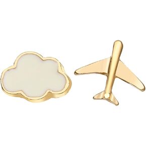 YienDoo Tiny Hippie Stud Earrings Boho Gold Airplane Cloud Stud Earrings Statement Asymmetry Plane Cloud Earrings Unique Minimalist Aircraft Earrings Jewelry for Women