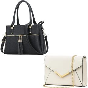 KKXIU Women Satchel Bags Handle Shoulder Handbags and Purses Pockets Zipper Leather Crossbody Bags