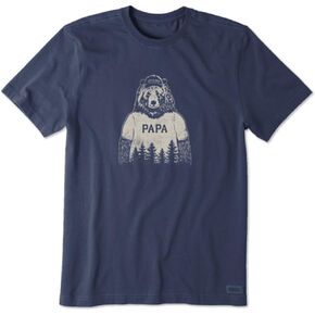 Life is Good. Mens Crusher Tee: Papa Bear, Jet Black