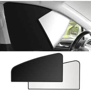 Beypovk 2PCS Car Window Shades with Magnets, Heat Insulation & UV Protection Rays Privacy Curtains Covers for Car Side Window, Vehicle Window Sun Shade for Baby, Camping, Napping (Front Seat)