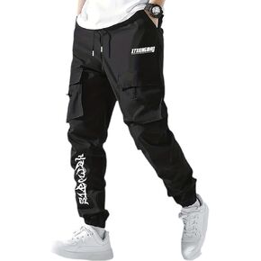 XYXIONGMAO Men's Black Casual Loose Goth Joggers Techwear Sweatpants Tactical Streetwear Cyberpunk Hiphop Cargo Pants for Men
