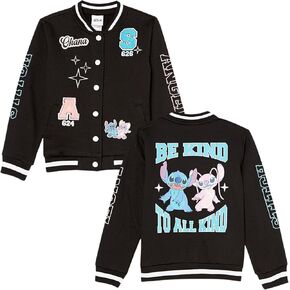 Disney Lilo,Stitch and Angel Varsity Bomber Jacket - Little and Big Girl Sizes 4-16