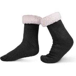 KFUBUO Kids Slipper Socks with Non Skid Bottoms Fleece-Lined Warm Fuzzy Socks