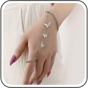 Punk Butterfly Finger Bracelet Butterfly Slave Chain Bracelet Gold Ring Chain Bracelet Vintage Curb Chain Bracelet Hand Chain Jewelry for Women in Kuwait