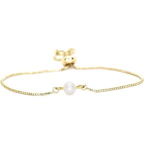 SALTY CALI Pearl Bolo ~ Salty Shells ~ Adjustable bracelet, Gold Plating ~ Ocean inspired dainty jewelry, Made in California!