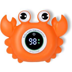 Baby Bath Thermometer with LED Display, Floating Crab Toy – 2-in-1 Water Safety Sensor for Infants, Color-Coded Alerts (Hot/Cold), Bath Tub Temperature Monitor, Cute Floating Bath Toy, Nursery
