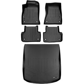 SMARTLINER Custom Fit Floor Mats 2 Rows and Cargo Liner Behind 2nd Row Black for 2018-2022 Audi A5 / S5 (Sedan or Sportback)