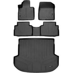 SMARTLINER Custom Fit Floor Mats 2 Rows and Cargo Liner Set Black Compatible with 2021-2023 Hyundai Santa Fe (Does Not Hybrid Models)