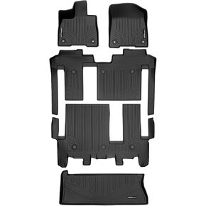 SMARTLINER Floor Mats 3 Row Liner Set & Cargo Liner Behind The 3rd Row Compatible with 2021-2023 Toyota Sienna with 2nd Row Bench Seat