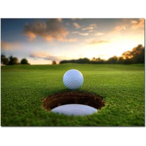 Men Cave Canvas Wall Art Golf Course Landscape Sunset Picture Printed Golfing Sport Artwork for Office Gym Living Room Wall Decor Poster Framed 12x16in