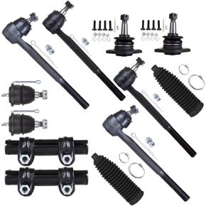 SCITOO 12-PC SET Suspension Kit For Chevy Chevelle El Camino For Malibu For Oldsmobile Cutlass Supreme For Buick For Pontiac LeMans Front Lower Upper Ball Joint Outer Inner Tie Rod End Steering Boot