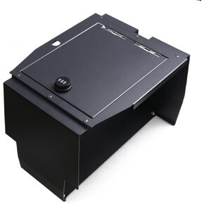 Center Console Organizer Tray Gun Safe Lock Box Compatible with 2017 2018 2019 Ford F150 Armrest Vault Insert Storage with 3 Digit Combo Password Interior Accessories, 1 Pack Black