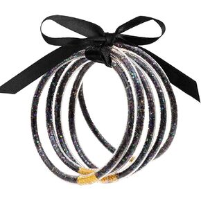 MJartoria Glitter Jelly Bangles Bracelets Set Sequins Filled Jelly Silicone Bracelets for Women