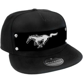 Buckle-Down Snapback Hat-Mustang Pony Logo White/Black
