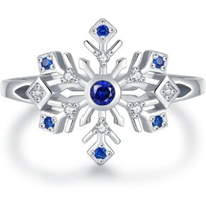 Sterling Silver Snowflake Ring for Women: Sparkle Snow Rings With CZ Christmas Winter Holiday Jewelry Gift for Women Snow Lovers