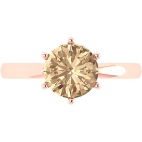Clara Pucci 2.05 ct Round Cut Solitaire Genuine Yellow Moissanite 6-Prong Stunning Classic Statement Ring in 14k rose Gold for Women