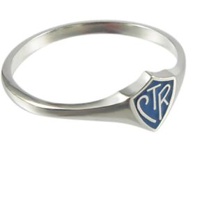 LDS Unisex 0.925 Sterling Silver Blue Mini CTR Choose the Right Ring - LDS Rings, Womens CTR Rings, s CTR Rings, s CTR Ring