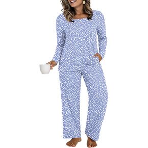 أطقم بيجامات من HOTGIFT للنساء قطعتين، أطقم سراويل Pjs بأكمام طويلة للسيدات في الشتاء، أطقم بيجامات نسائية ناعمة in Kuwait