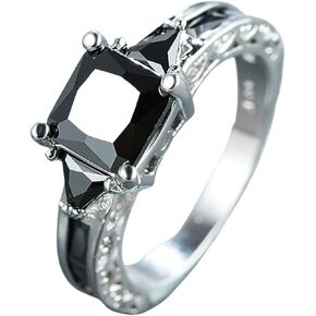 925 Sterling Silver Plated Princess Cut Simulated Blue Sapphire 3 Stone Promise Ring