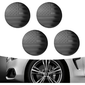 4 PCS Car Wheel Hub Modification Sticker, Three-Dimensional American Flag Design Personality Creative Tire Wheel Hub Protection Cover, Decorative Accessories, for Most SUVs, Cars (Red)