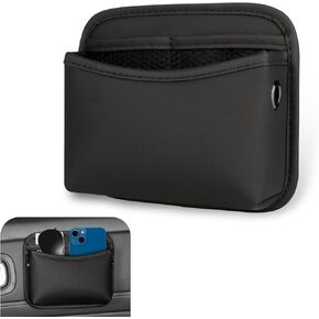 1 PC Car Center Console Side Storage Bag, 5.9" x 7" Leather Multi-pocket Organizer for Cards Mobile Phones Sunglasses, Portable Multi-position Installation Parts, Universal for Cars (Black)