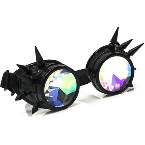 UMBRELLALABORATORY Crystal Rainbow Kaleidoscope Rave Glasses Steampunk Goggles Outfits costume Accessories