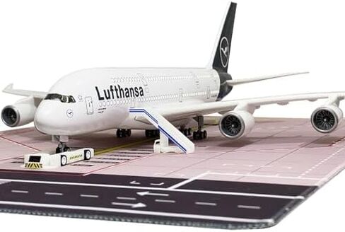 A380 Lufthansa Model Airplane 1:160 Scale18.1 inches Length Diecast A380 Model Aircraft with LED Lights, Highly Simulated Resin Material, Free Airport Scene Props Aviation Enthusiast and Birthday Gift in Saudi Arabia