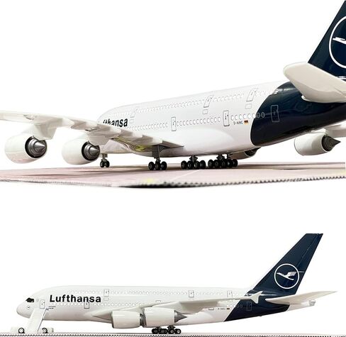 A380 Lufthansa Model Airplane 1:160 Scale18.1 inches Length Diecast A380 Model Aircraft with LED Lights, Highly Simulated Resin Material, Free Airport Scene Props Aviation Enthusiast and Birthday Gift in Saudi Arabia