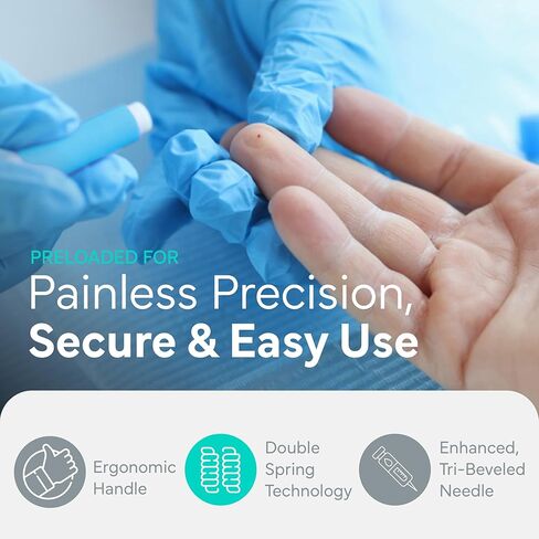 مشارط أمان يمكن التخلص منها لاختبار مرض السكري - 26 جم × 1.8 مم، إبر معقمة محملة مسبقًا - مشارط كيتو ومشارط مرضى السكري مع غطاء ملتوي لسهولة اختبار الدم في أي مكان بواسطة OWELL، 100 قيراط. in Kuwait