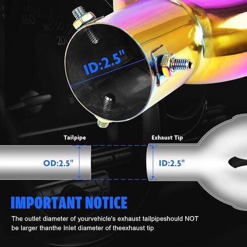 KVR 2.5 inch Inlet Dual Exhaust Tips Muffler Tip for Gift, Chrome Heart-Shaped Exhaust Tip, Car Acessories (Neon-Curved) in Saudi Arabia