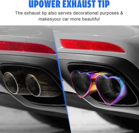KVR 2.5 inch Inlet Dual Exhaust Tips Muffler Tip for Gift, Chrome Heart-Shaped Exhaust Tip, Car Acessories (Neon-Curved) in Saudi Arabia