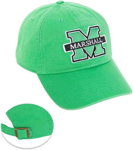 Marshall University Baseball Hat Thundering Herd MU Brimmed Embroirderd Hats Cap Adjustable Cloth Strap Adult (Style C) Black in Saudi Arabia